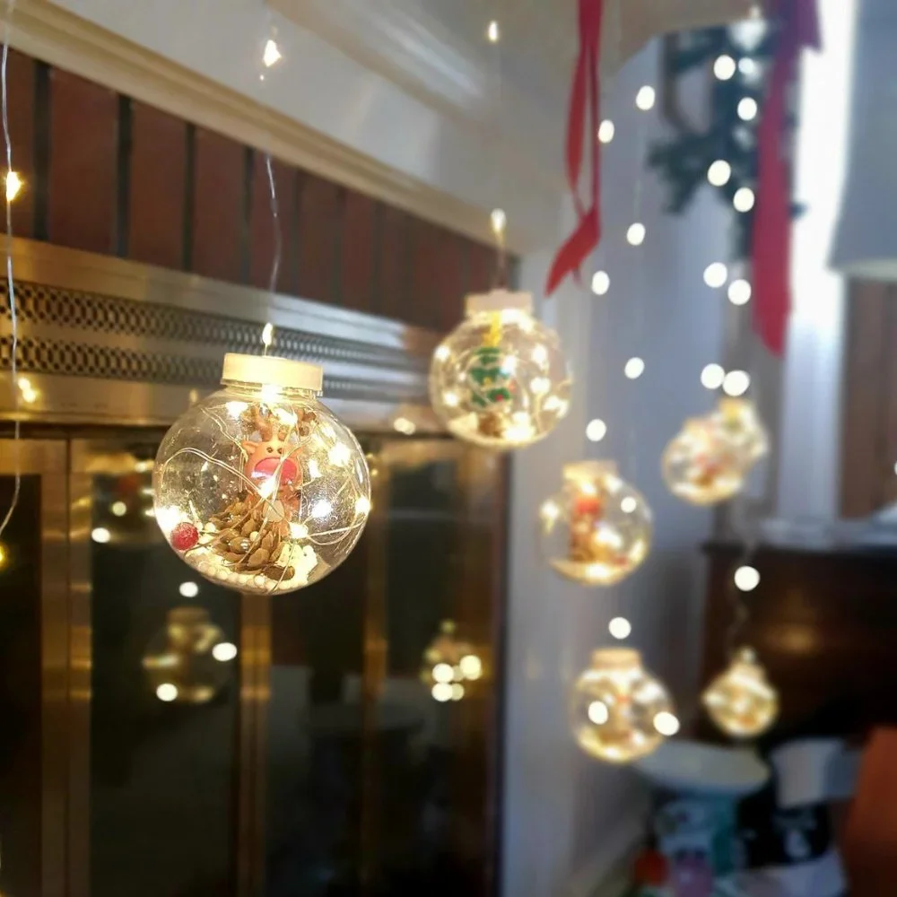 LED Curtain String Light Ball with Santa Claus in ornament Xmas Tree